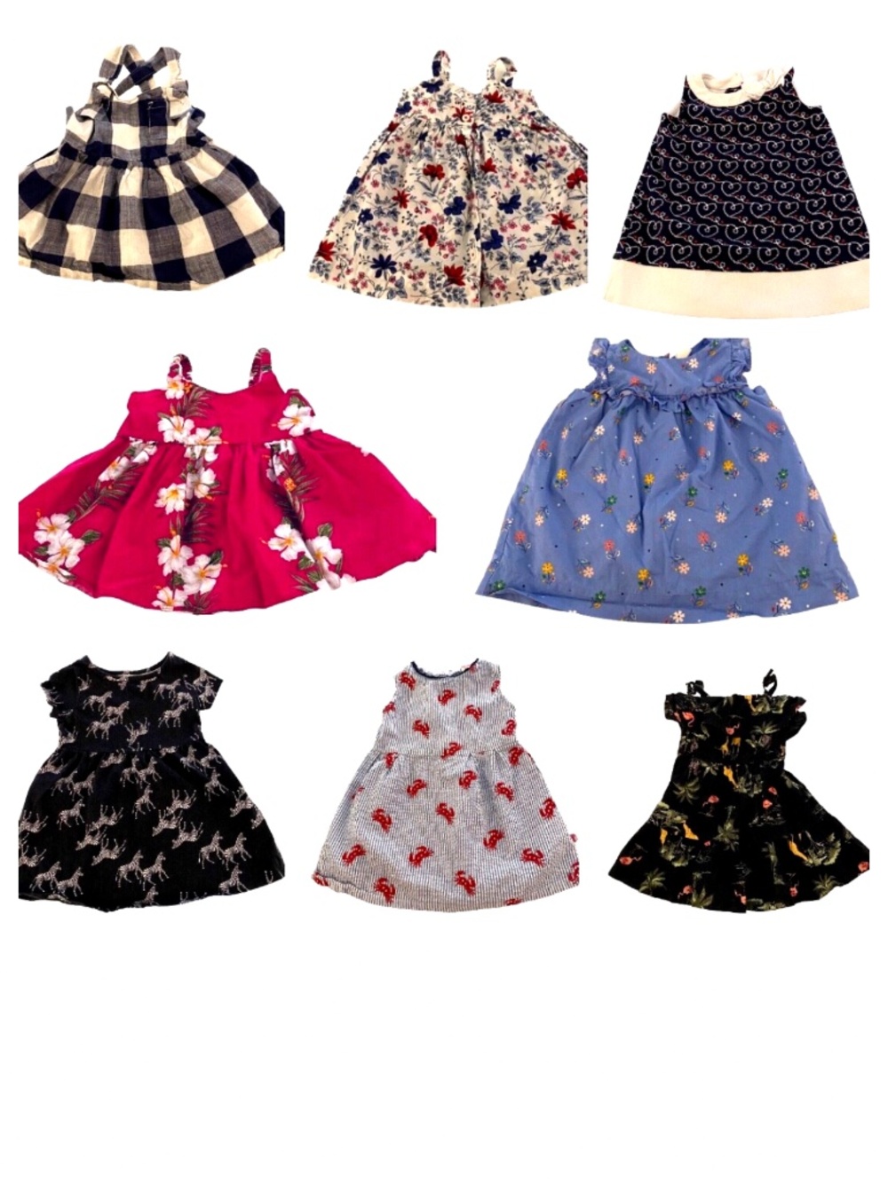 Lot (8) Gymboree Gap Old Navy 6-12 Months Girls Dress Plaid Floral Hawaiian CUTE